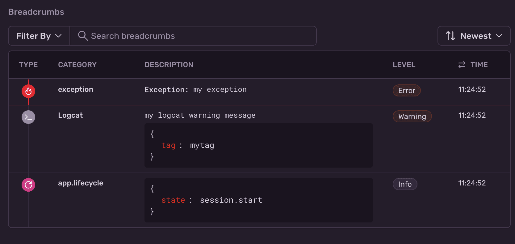 Logcat Breadcrumbs